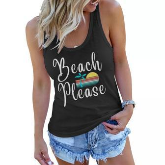 Womens Beach Please Palm Tree Vacation Women Flowy Tank | Mazezy