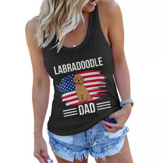Womens Dog Owner Us Flag 4Th Of July Fathers Day Labradoodle Dad Women Flowy Tank - Seseable