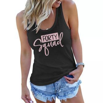 Womens Forty Squad Forty Af Dad Mom 40Th Birthday Matching Outfits Women Flowy Tank - Seseable