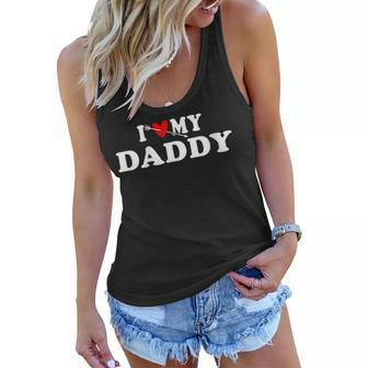 Womens I Love My Daddy With Red Heart Gift For Men Women Kids Women Flowy Tank - Seseable