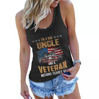 Womens Im A Dad Uncle And A Veteran Fathers Day Fun 4Th Of July Women Flowy Tank - Seseable