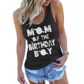 Womens Mom Of The Birthday Astronaut Boy And Girl Space Theme Women Flowy Tank - Seseable