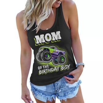 Womens Mom Of The Birthday Boy Monster Truck Birthday Novelty Gift Women Flowy Tank - Seseable