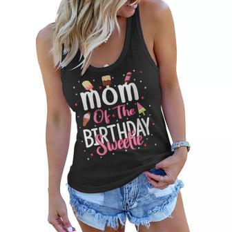 Womens Mom Of The Birthday Sweetie Girl Ice Cream Theme Party Women Flowy Tank - Seseable
