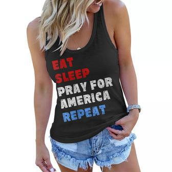 Womens Pray For America Patriotic Christian Saying 4Th Of July Meme Women Flowy Tank - Seseable