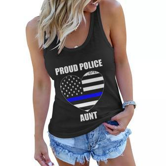 Womens Thin Blue Line Flag Law Enforcement Officer Proud Aunt Women Flowy Tank | Mazezy