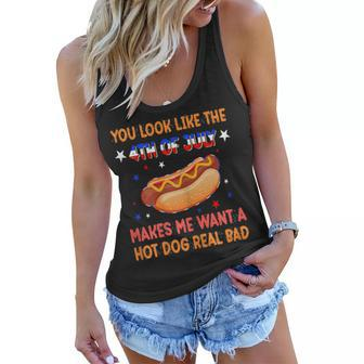 Womens You Look Like 4Th Of July Makes Me Want A Hot Dog Real Bad Women Flowy Tank - Seseable