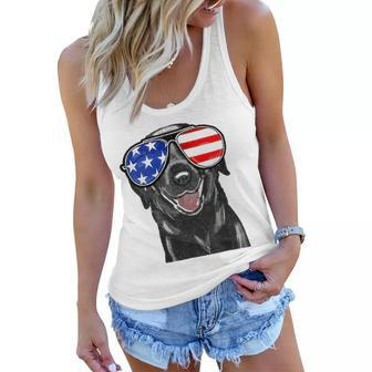 4Th Of July Funny Black Lab Dog American Love Women Flowy Tank | Mazezy