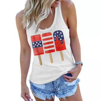 4Th Of July Popsicles Usa Flag Independence Day Patriotic Women Flowy Tank - Seseable