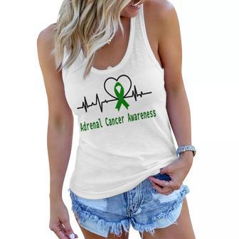 Adrenal Cancer Awareness Heartbeat Green Ribbon Adrenal Cancer Adrenal Cancer Awareness Women Flowy Tank | Favorety AU