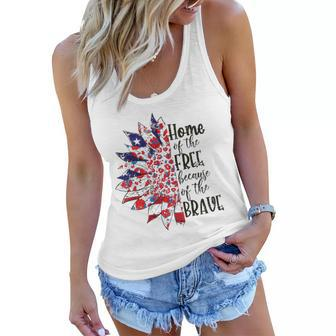America The Home Of Free Because Of The Brave Plus Size Women Flowy Tank | Mazezy
