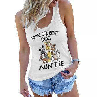 Auntie Gift Worlds Best Dog Auntie Women Flowy Tank - Seseable