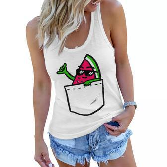 Awesome Hang Loose Summer Watermelon In A Pocket Women Flowy Tank | Mazezy