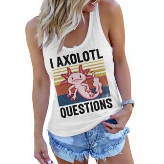 Axolotl Questions I Ask A Lot Of Questions Pun Vintage Women Flowy Tank | Favorety CA