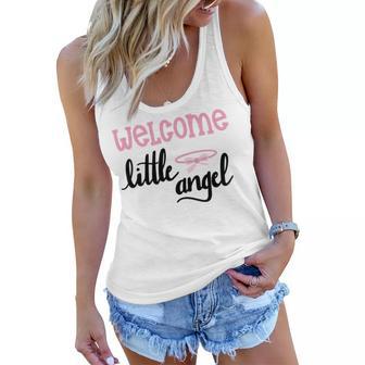 Baby Shower Text Design Welcome Little Angel Women Flowy Tank | Favorety UK