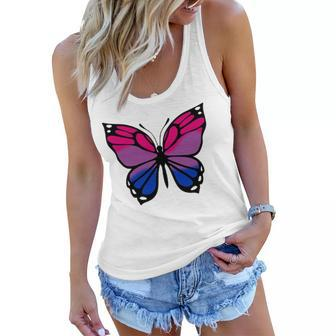 Butterfly With Colors Of The Bisexual Pride Flag Women Flowy Tank | Mazezy