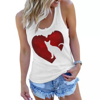 Cat Heart Shirt Cat Lovers Valentine Day Gifts For Couple Women Flowy Tank | Favorety UK