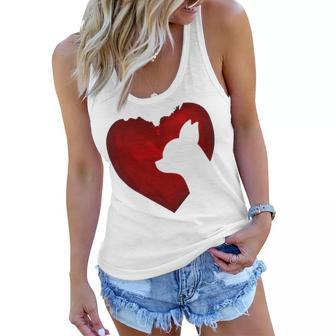 Chihuahua Shape With Red Heart Painting For Valentine Day Women Flowy Tank | Favorety UK