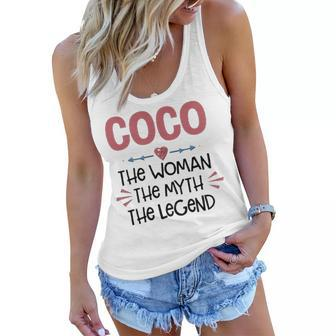 Coco Grandma Gift Coco The Woman The Myth The Legend Women Flowy Tank - Seseable