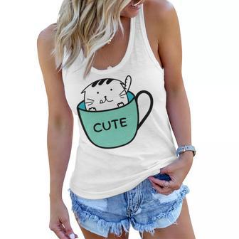 Cute Cat In Mug Women Flowy Tank | Favorety AU