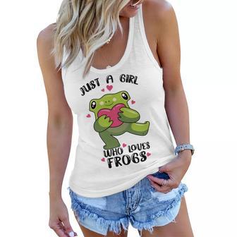 Cute Frog Just A Girl Who Loves Frogs Funny Frog Lover Gift For Girl Frog Lover Women Flowy Tank | Favorety AU