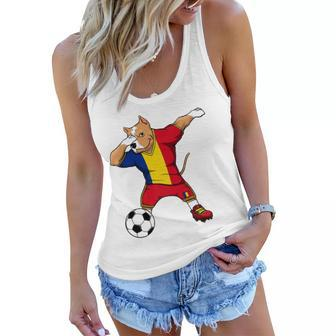 Dabbing Pitbull Romania Soccer Fans Jersey Romanian Football Women Flowy Tank | Mazezy