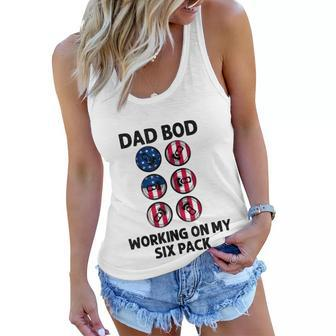 Dad Bod Working On My Six Pack Funny Beer Flag 4Th Of July Women Flowy Tank - Seseable