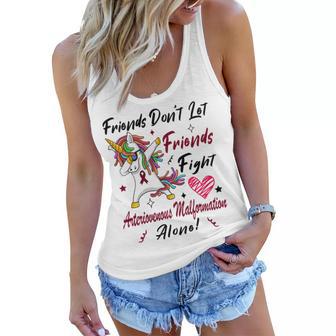 Friends Dont Let Friends Fight Arteriovenous Malformation Alone Unicorn Burgundy Ribbon Arteriovenous Malformation Support Arteriovenous Malformation Awareness Women Flowy Tank | Favorety UK