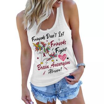 Friends Dont Let Friends Fight Brain Aneurysm Alone Unicorn Burgundy Ribbon Brain Aneurysm Bpd Brain Aneurysm Women Flowy Tank | Favorety UK