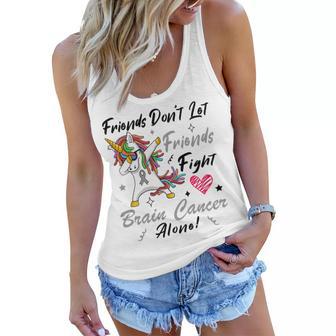 Friends Dont Let Friends Fight Brain Cancer Alone Unicorn Grey Ribbon Brain Cancer Brain Cancer Awareness Women Flowy Tank | Favorety AU