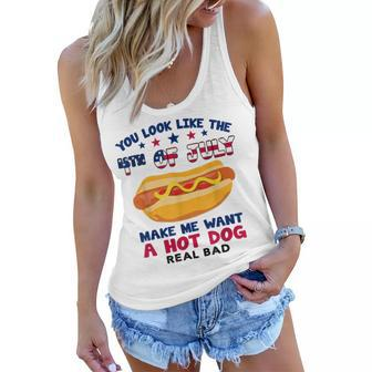 Funny You Look Like 4Th Of July Makes Me Want A Hotdog Women Flowy Tank - Seseable