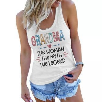 Grandma Gift Grandma The Woman The Myth The Legend Women Flowy Tank - Seseable