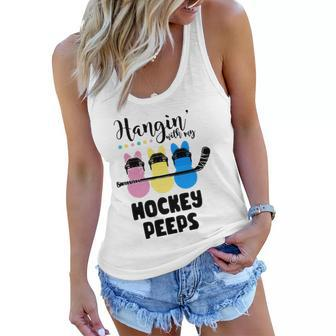 Hanging With My Hockey Easter Bunnies Cute Easter Women Flowy Tank | Mazezy