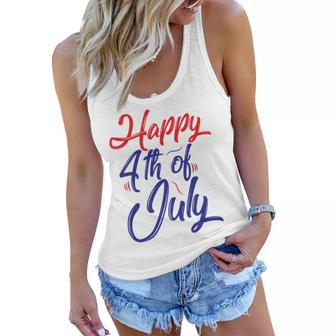 Happy 4Th Of July Dark Red Blue Text Women Flowy Tank | Favorety UK