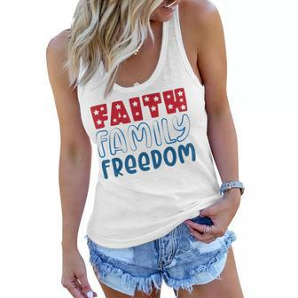 Happy 4Th Of July Fireworks Patriotic Faith Family Freedom Women Flowy Tank - Seseable