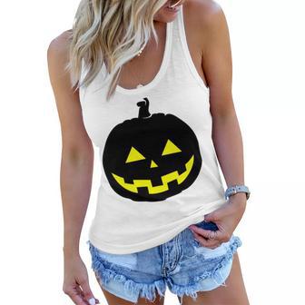 Happy Halloween Scary Black Pumpkin Pattern Women Flowy Tank | Favorety