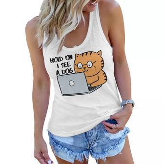 Hold On I See A Dog Women Flowy Tank | Favorety