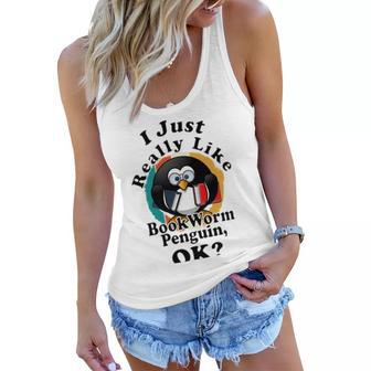 I Really Like Book Worm Penguin Ok Women Flowy Tank | Favorety UK