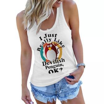 I Really Like Devilish Penguin Ok Women Flowy Tank | Favorety CA