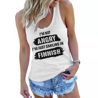 Im Not Angry Im Just Smiling In Finnish Women Flowy Tank - Monsterry