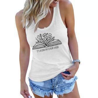 Its A Good Day To Read A Book And Flower Tee For Teacher Women Flowy Tank | Mazezy