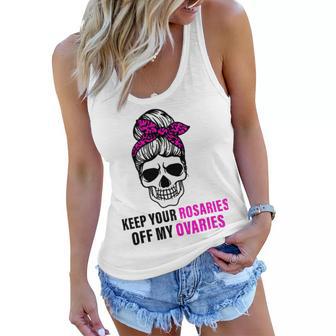 Keep Your Rosaries Off My Ovaries Feminist Skull Women Flowy Tank | Favorety CA