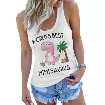 Mimi Grandma Gift Worlds Best Mimisaurus Women Flowy Tank - Seseable