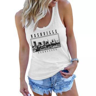 Nashville Tennessee Vintage Skyline Country Music City Women Flowy Tank | Mazezy