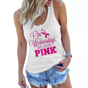 On Wednesdays We Wear Pink Breast Cancer Awareness Raglan Baseball Tee Women Flowy Tank | Mazezy