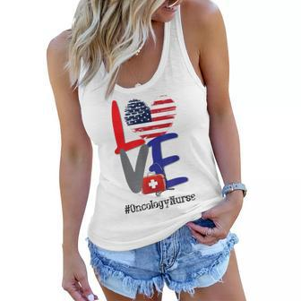 Oncology Nurse Rn 4Th Of July Independence Day American Flag Women Flowy Tank - Seseable