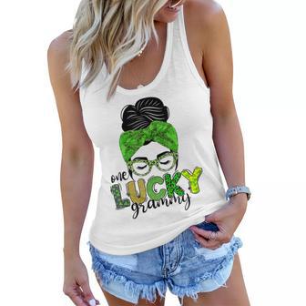 One Lucky Grammy Life Messy Bun St Patricks Day Irish Women Flowy Tank | Favorety CA