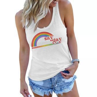 Rainbow Say Gay Protect Queer Kids Pride Month Lgbt Women Flowy Tank - Seseable