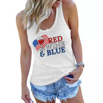 Red Wine & Blue Us Flag 4Th Of July Women Flowy Tank | Mazezy