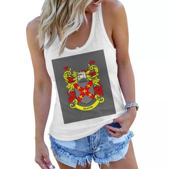 Smith Family Coat Of Arms Red And Gold House Shield Gray Background Graphic T Shirt Women Flowy Tank - Seseable